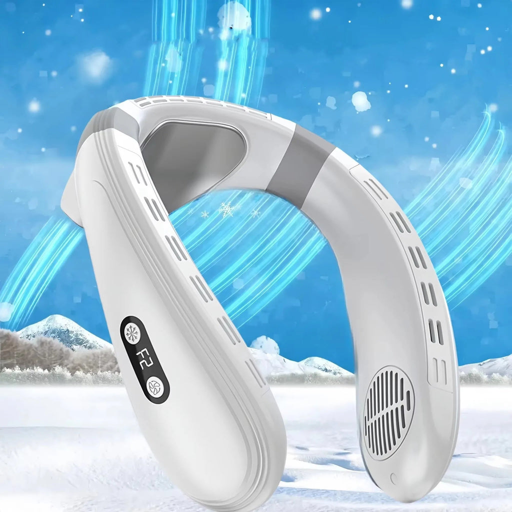 New Portable Neck Fan 5200mAh Neck Air Conditioner Rechargeable Semiconductor Cooling Fan Outdoor Personal Fan Wearable Cooler Quick Pick Grocers