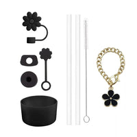 Cup Accessories for Stanley Cup Set of 9 Straw and Brush and 1 Flower Charm Chain 3 Spill Proof Stopper Flowers Straw Cover Boot Quick Pick Grocers