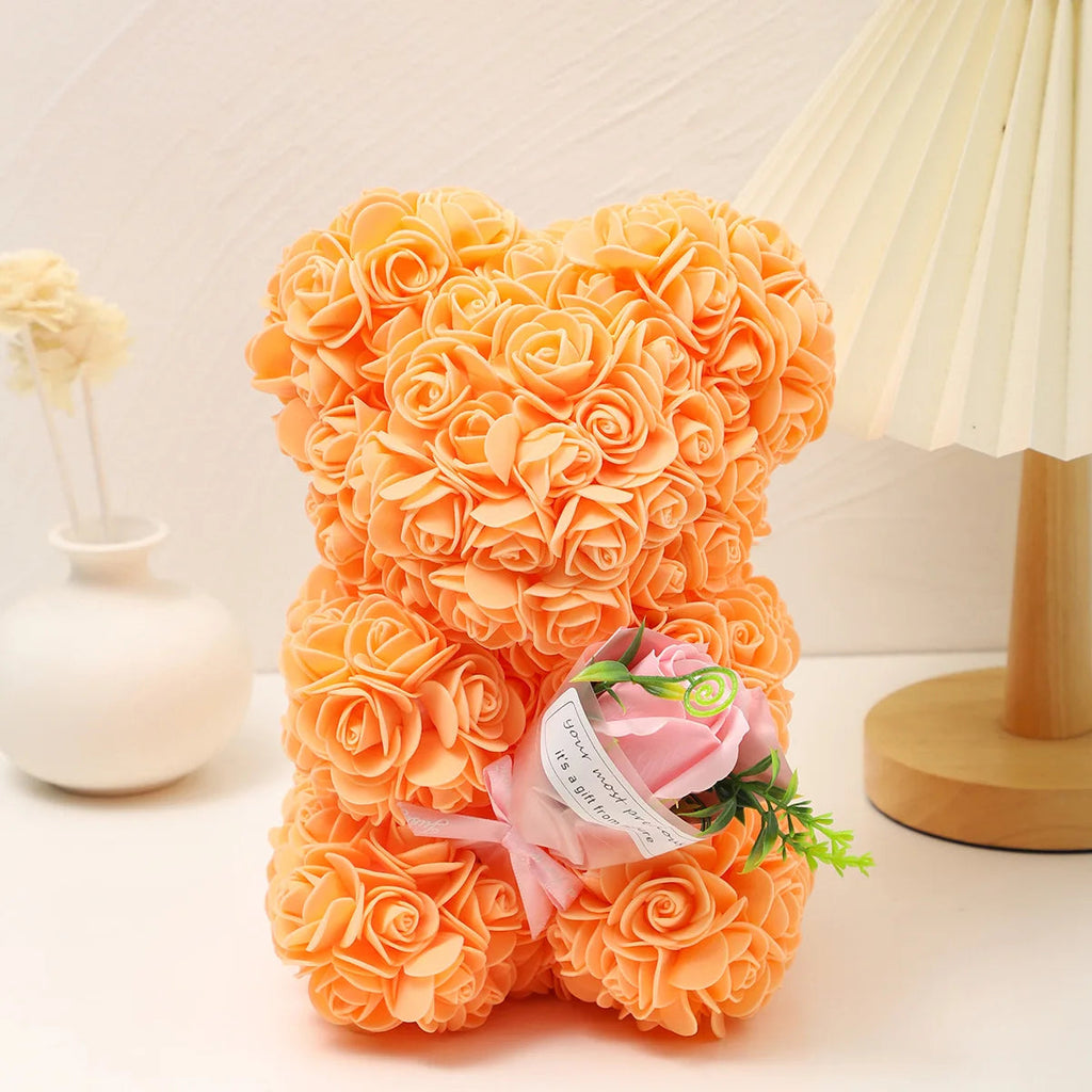 Foam rose teddy bear carry bouquet. Ideal for weddings, Mother's Day, thank you to nurses/teachers or other celebrations! Quick Pick Grocers