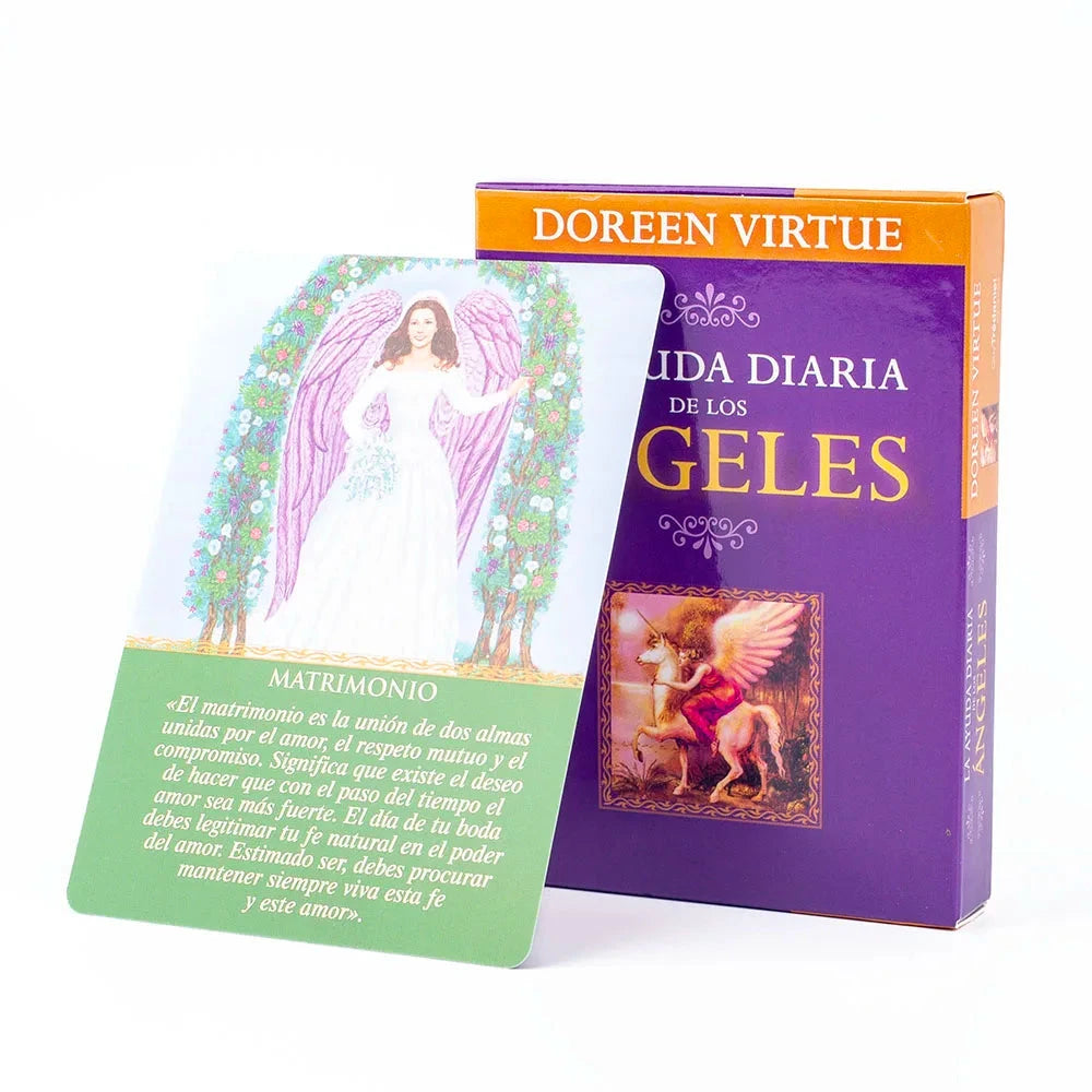 Daily Guidance From Your Angels Oracle 44 Cards Deck 10.4*7.4cm Spanish Version Fate Divination Tarot Board Playing Game Econic Blanks