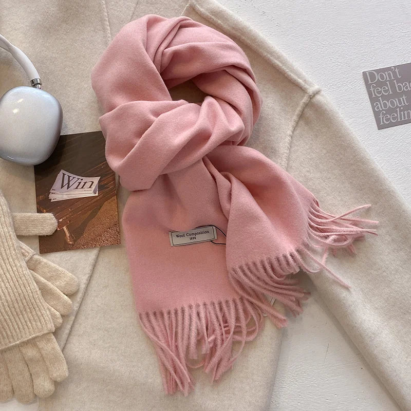 Luxury Winter Wool Scarf Women Cashmere Warm Pashmina Brand Foulard Female Shawls Wraps Thick Soft Bufanda Scarves Stole 2024 Quick Pick Grocers
