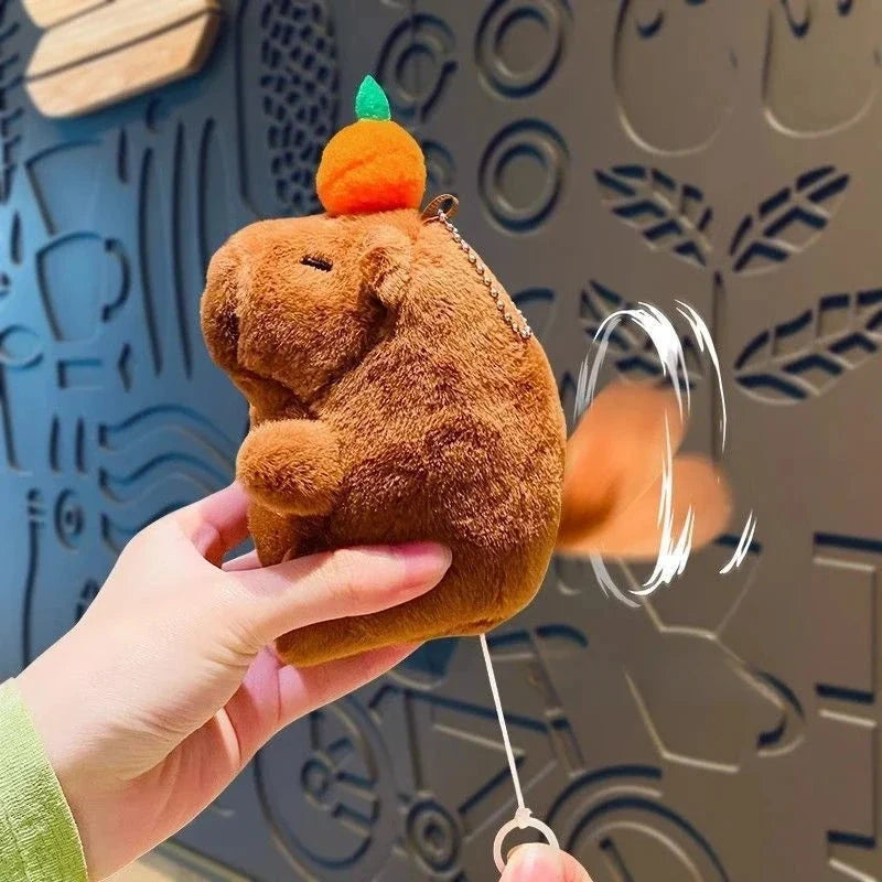 1-20PCS Plush Persimmon Wagging Tail Capybara Key Pendant Cute Plush Keychain Plush Doll Toy Schoolbag Pendant Gift Pendant Econic Blanks