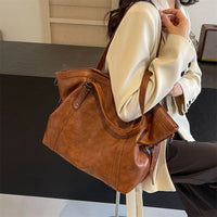 MOODS Large Sized Tote Bags For Women Soft PU Leather Pure Color Large Capacity Shopper Shoulder Crossbody Bag Quality Handbags Quick Pick Grocers