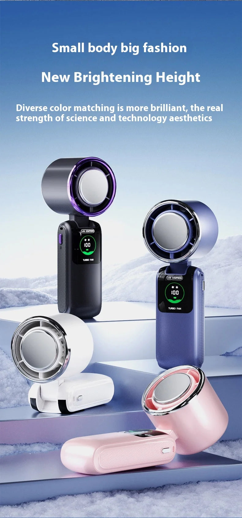 Portable Cooling Fan, 5-Speed Strong Wind Foldable Neck Hanging Fan, 9H Long Battery 4000mAh Mini Air Cooler for Travel & Outdoo Quick Pick Grocers