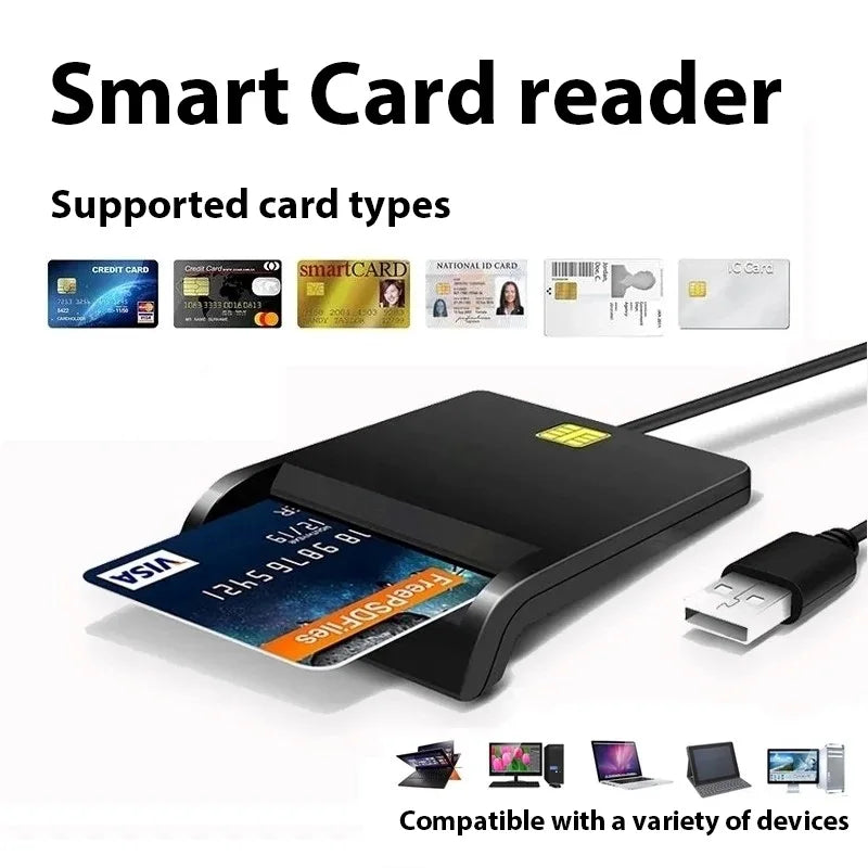 Multi-function Portable USB 2.0 Intelligent Card Reader Affordable Easy Use for DNIE ATM CAC IC ID Bank SIM Card Reader Quick Pick Grocers
