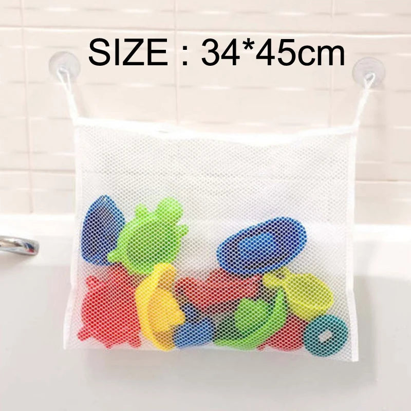 QWZ New Cartoon Duck Baby Bathroom Mesh Bag Sucker Design For Bath Toys Kids Animal Shapes Cloth Sand Toys Storage Net Bag Quick Pick Grocers