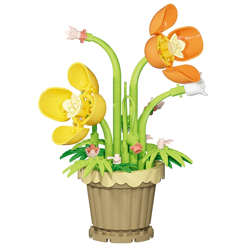 Building block flower potted plant assembly toy decoration micro particle plant potted plant children's toy gift Econic Blanks