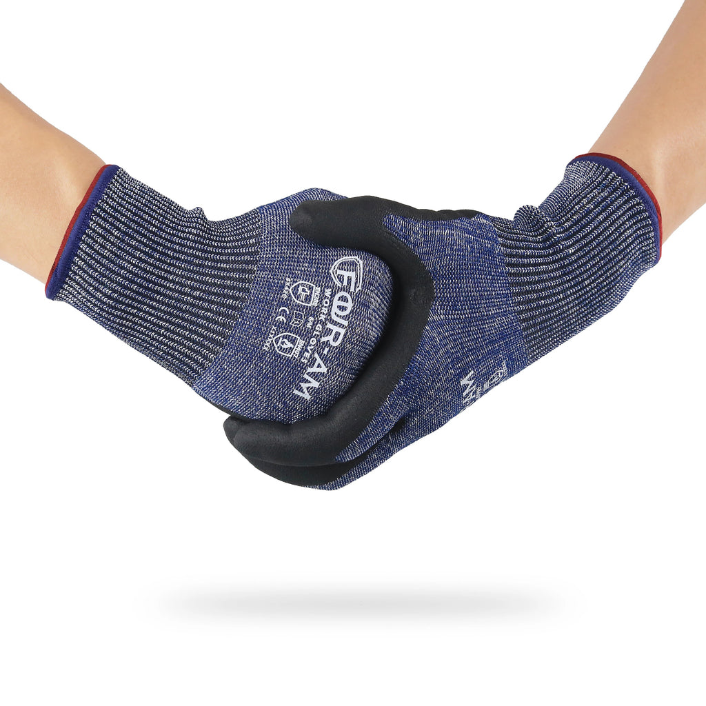 Level 5 Cut-Resistant Gloves, Firm Non-Slip Grip, Heavy Duty Work, Durable & Breathable Nitrile Foam Coated, Touchscreen Quick Pick Grocers