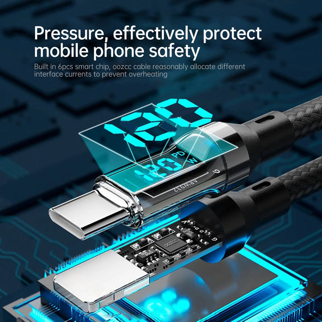 OOZCC LCD Watt Display Cable, Max 120W Super Fast Charging USB Type C Cable Data Transfer, USB A to Lightning for IPhone14 Pro Quick Pick Grocers