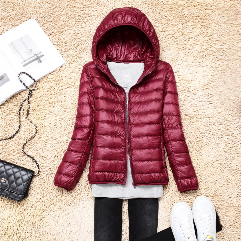Women Puffer Jacket 15 Colors Plus Size 5XL 6XL 7XL 2025 New Spring Autumn Female Ultra Lightweight Packable Hooded Down Coats Quick Pick Grocers