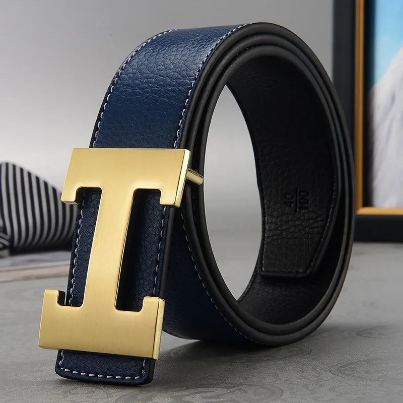 Width 3.8cm Famous Brand Belt Men Top Quality Genuine Luxury Leather Belts for Men Strap Metal Belt Fashion Women's Belt jeans Quick Pick Grocers