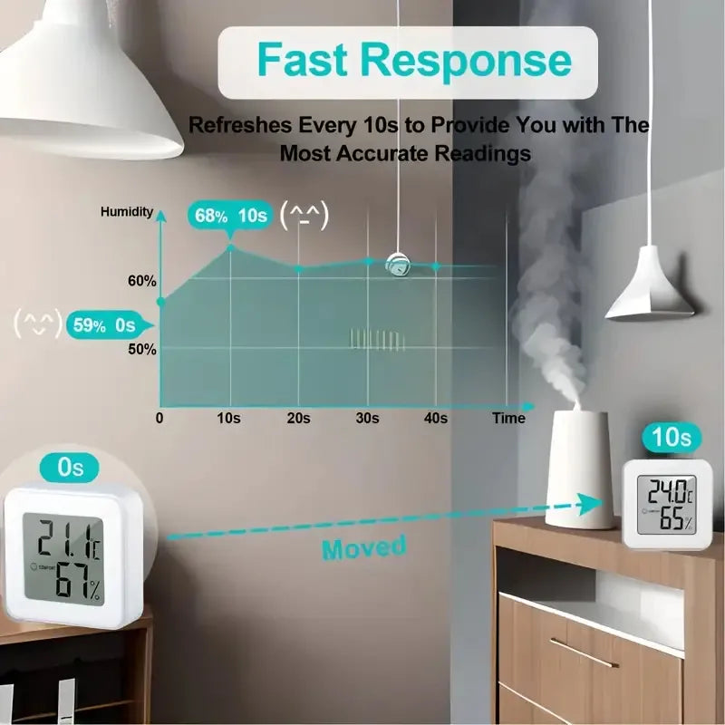 Indoor Mini Temperature and Humidity Meter, Bedroom Temperature Meter, Portable Electronic Digital Display, Humidity and Tempera Econic Blanks