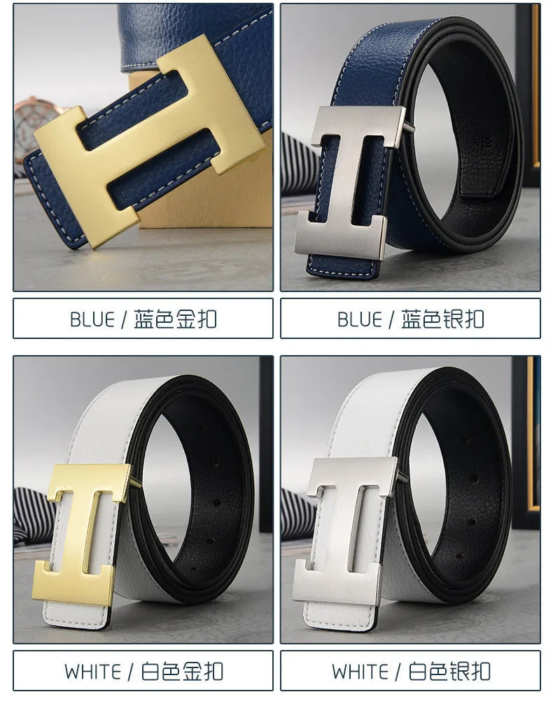 Width 3.8cm Famous Brand Belt Men Top Quality Genuine Luxury Leather Belts for Men Strap Metal Belt Fashion Women's Belt jeans Quick Pick Grocers