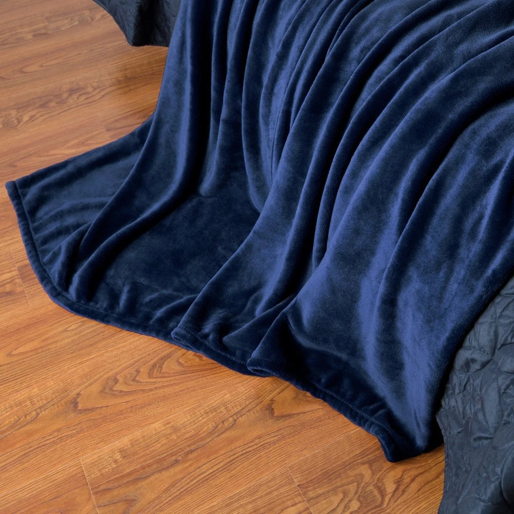 230GSM Coral Fleece Flannel Blankets For Beds Solid Blue Pink Soft Warm Thin Bedspread Sofa Cover Faux Fur Plaid Blanket Purest Peak