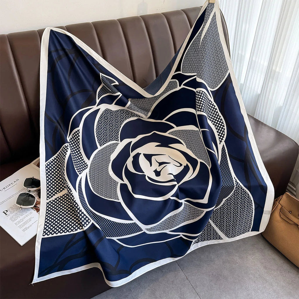 90*90Cm Square Scarf Twill Silk Feeling Women Head Shawls and Wraps Luxury Hair Tree Print Neck Scarves Hijab Bandana Pashmina Quick Pick Grocers