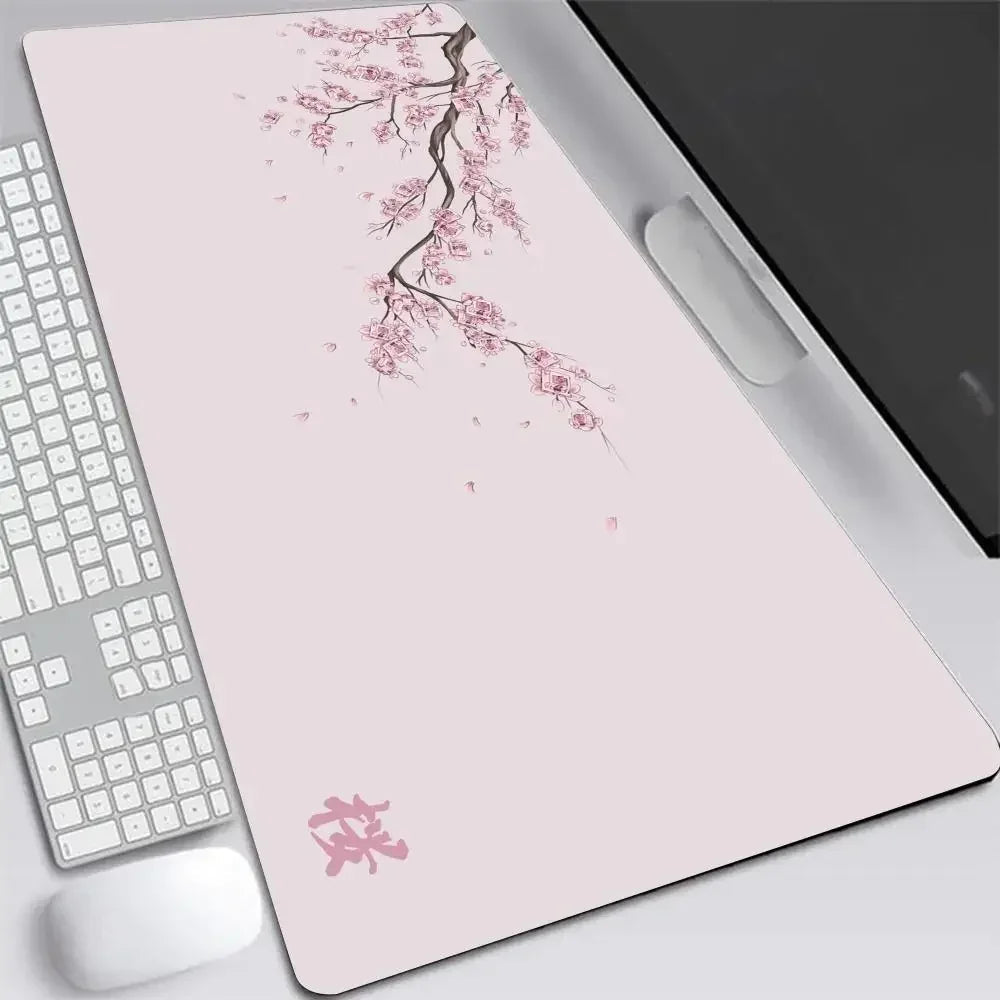 Japan Cherry Blossom Mouse Pad XXL Gray Laptops Gaming Deskmat Sakura Mousepad Anime Office Carpet Gamer Keyboard Computer Desks Quick Pick Grocers