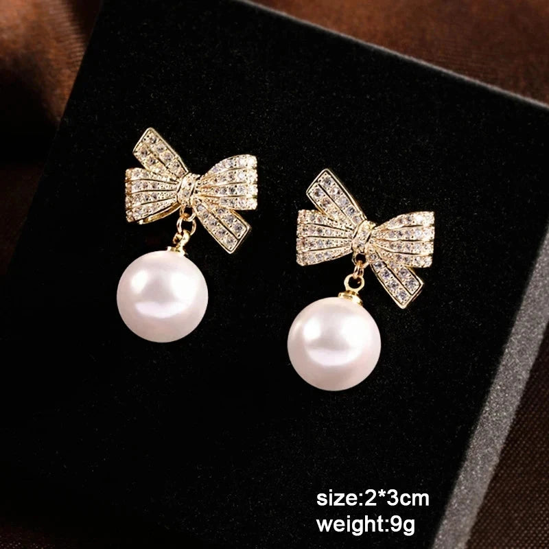 Pure White Women's Dangle Earrings Blooming Flower Acrylic Enamel Butterfly Imitation Pearl Heart Hanging Earrings Elegant brinc Econic Blanks