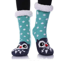 Christmas Gift Slipper Socks Women Thermal Winter Warm Plush Non slip Grip Sleeping Floor Short Sock Fuzzy Fluffy Female Cartoon Quick Pick Grocers