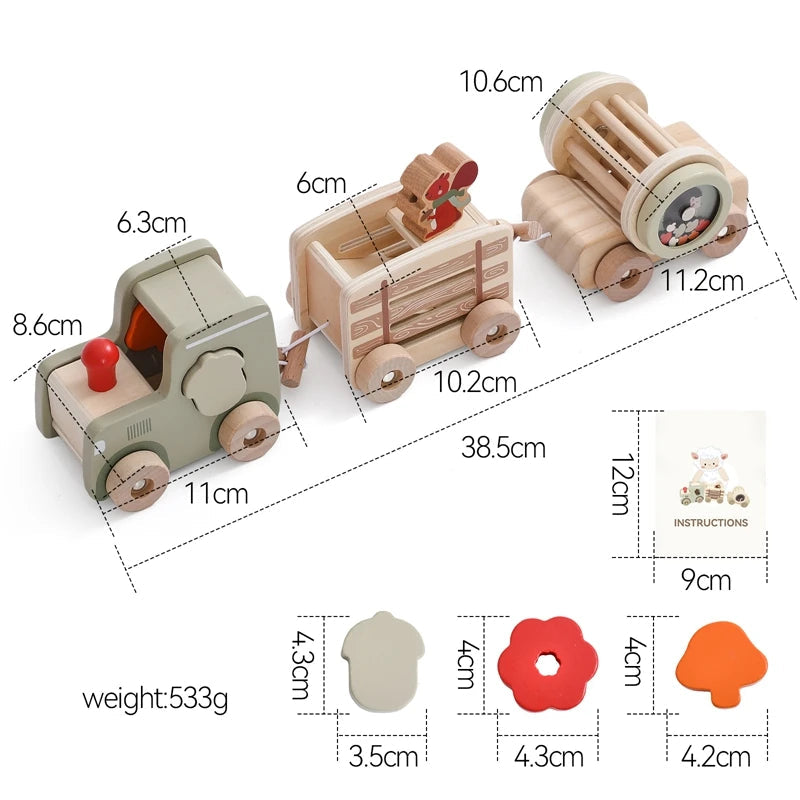 Wooden Train Birthday Toy  Montessori Toys Baby Educational Toys  Wooden Trolley  Baby Learning Toys  Number Of Wood Baby's Toys Purest Peak