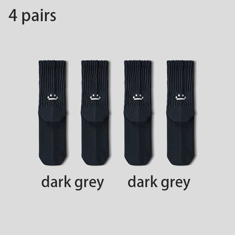 4 Pairs Men's Cotton Work Socks Cushioned Long Running Breathable Ankle Crew Socks  Casual Socks for Men Cycling socks Quick Pick Grocers