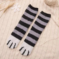 Women Winter Warm Fluffy Socks Cute Animal Claw Cat Paw Footprint Fuzzy Socks Female Thick Coral Fleece Home Floor Sleep Socks Purest Peak