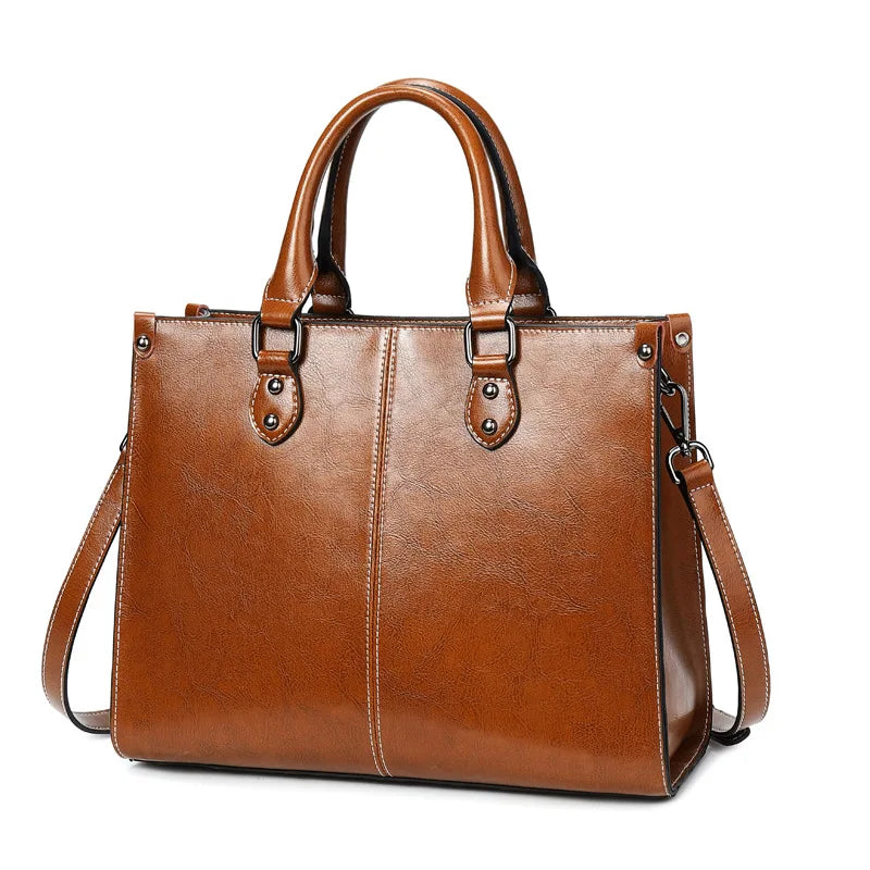 Women Handbag Cross body Shoulder Tote Bag Genuine Leather Shopping Fashion Office Female Real Cowhide Messenger Top Handle Bags Quick Pick Grocers