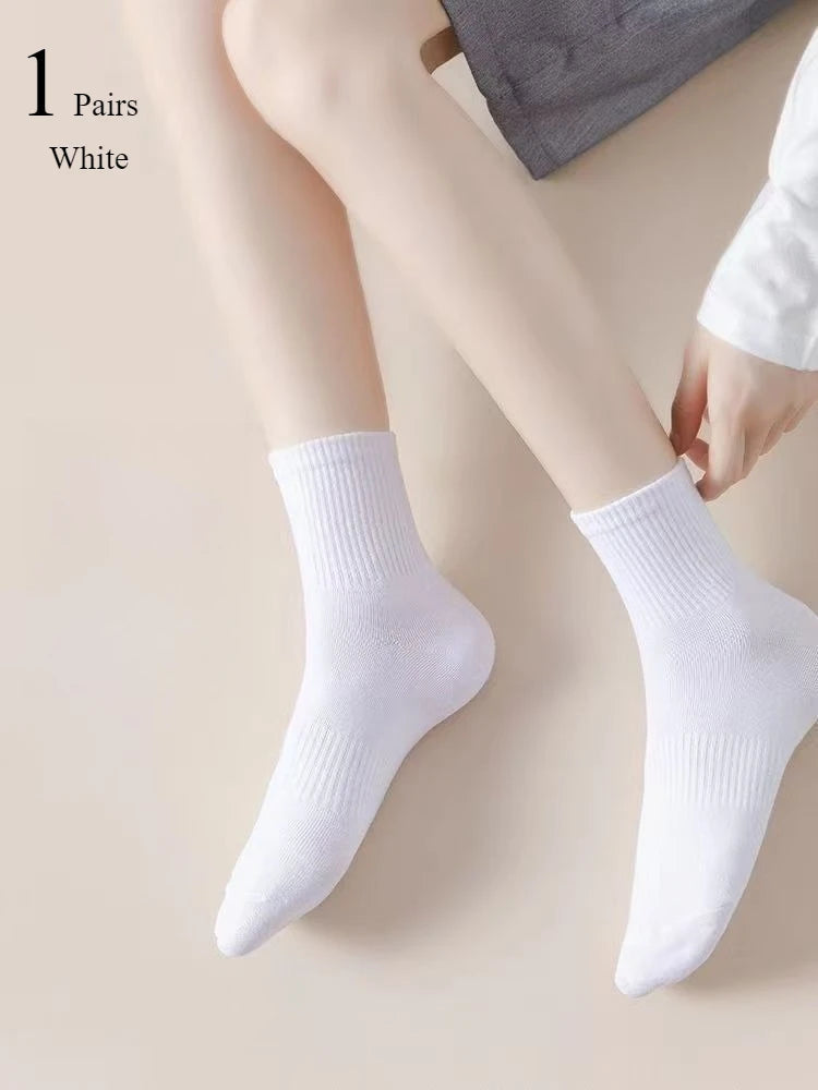 10/20 Pairs Neutral Solid Color Round Neck Socks Spring Summer Sweat Absorbing Breathable Soft Comfortable Couple Sports Socks Quick Pick Grocers