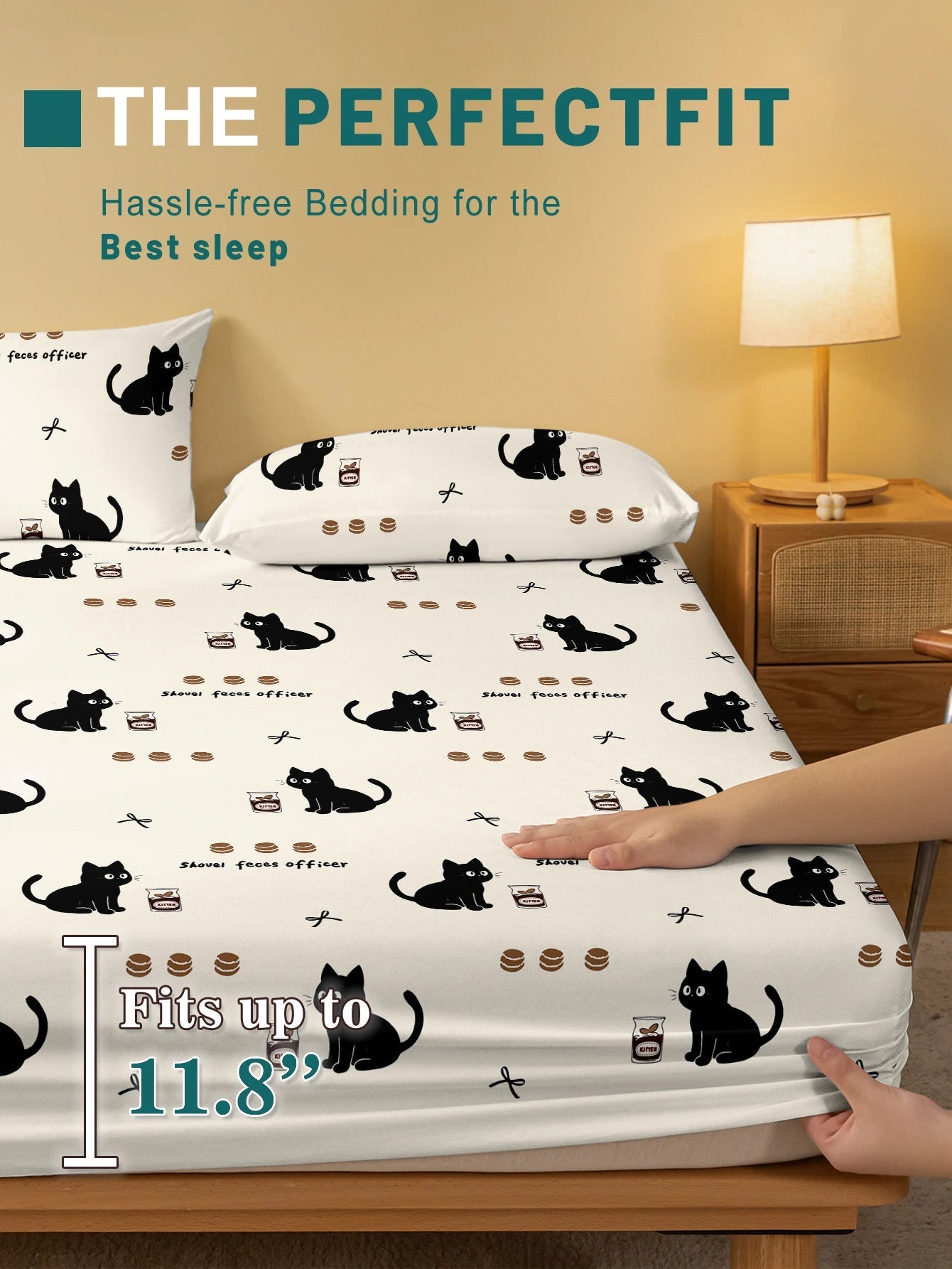 1 Cartoon Cute animal Cat printed matte Fitted Sheet, bedroom printed bed cover, bedding (excluding pillowcases) Quick Pick Grocers