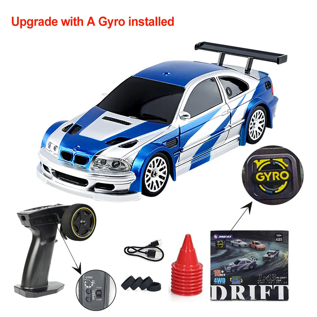Upgraded Gyro 1/43 RC Drifting Car Racing RTR 4WD High Speed Radio Control Model 2.4G Drift Race Vehicle Mini Gifts Econic Blanks