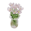 Glass Flower Decor Handcrafted Floral Sculpture Hand-blown Glass Flower Bouquet with Vase Mini Floral Decoration for Home Room Quick Pick Grocers