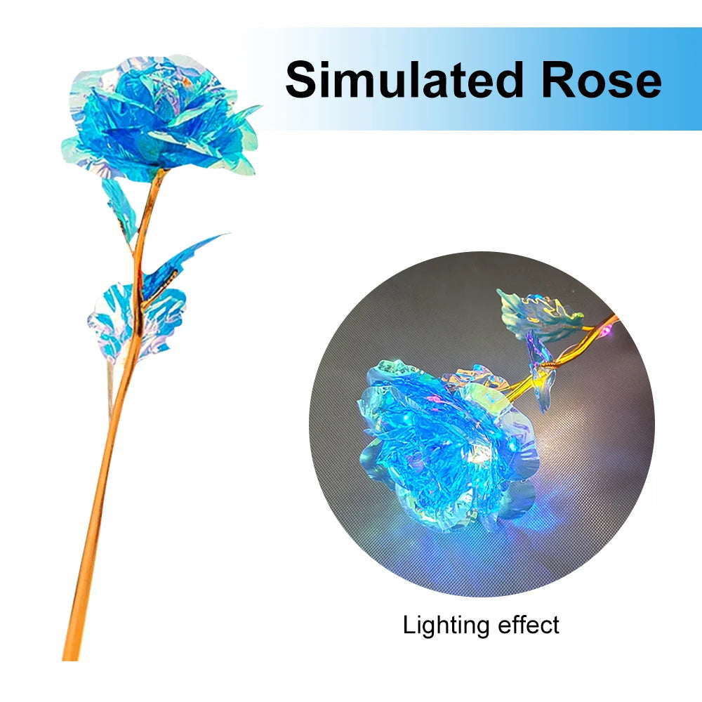 Led Valentine's Day Mother's Day Gift 24K Foil Plated Roses Artifical Flowers Wedding Decor Lover Lighting Roses Creative Gift Quick Pick Grocers