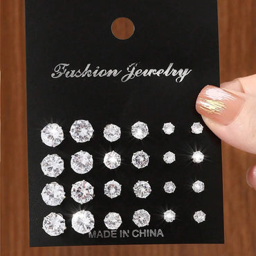 12 Pairs Of Luxurious, Simple, Shiny, And Caring Zirconia Decorative Earrings Are Suitable For Gifts To Parties,And Couples Quick Pick Grocers