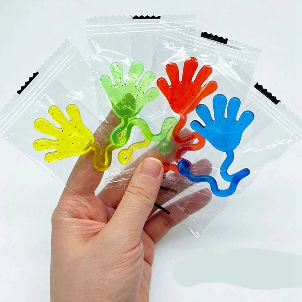 12PCS for Kids Adult Glitter Sticky Hands Mini Stretchy Stress Relief Sensory Toys Party Favors Supplies Goodie Bag Stuffers Econic Blanks