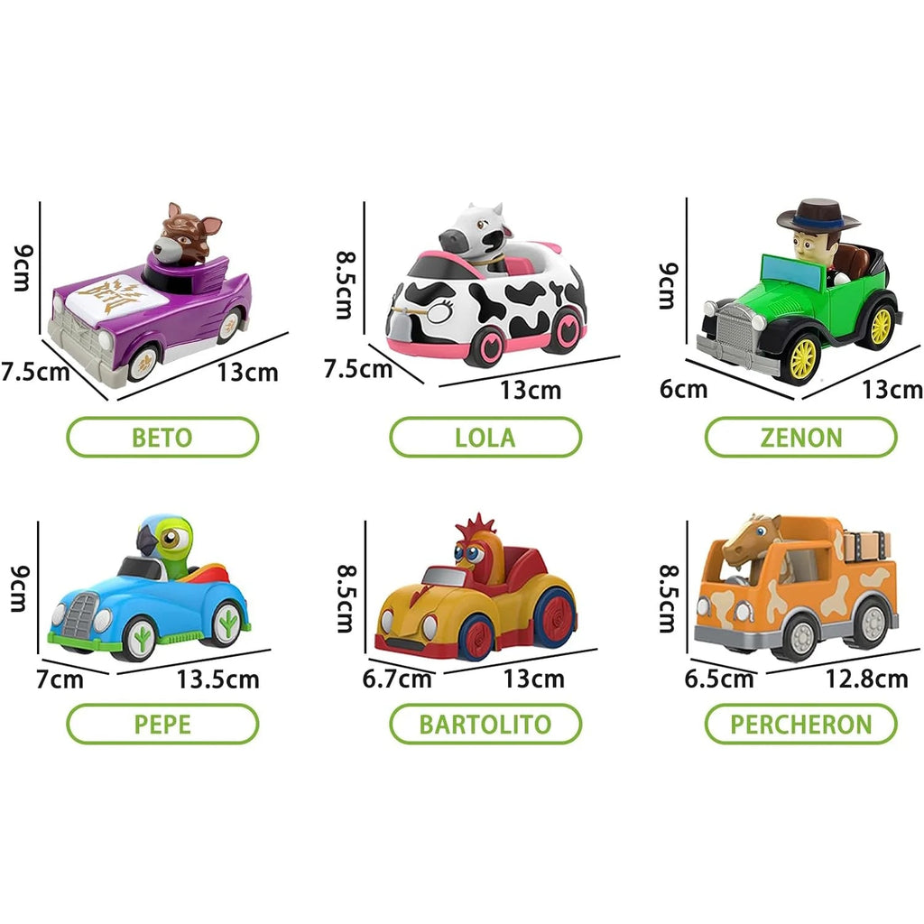 La Granja De Zenon Kids Toy Car Bartolito Car Pull Back Car Toys Inertia Car Set Boys Girls Toys 1-3 Years Old Birthday Gift Purest Peak