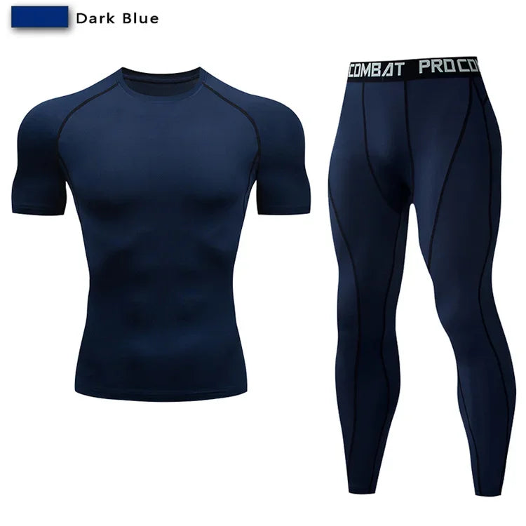 2pcs Men's Compression Sportswear Suit Elastic Training Yoga Sets Workout Jogging Fitness Clothing Tracksuit Pants Sporting Quick Pick Grocers
