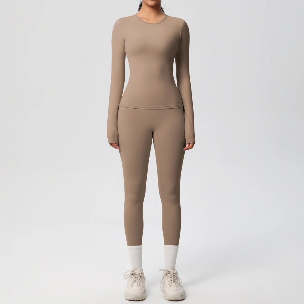 2 PCS Sportswear Yoga Set Gym Clothes Yoga Suits For Women Fitness Set Tracksuits Sports Long Sleeve Crop Top Gym Leggings Quick Pick Grocers