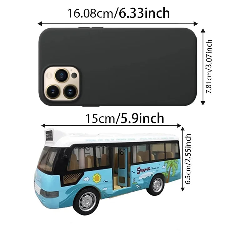 City Bus Toys Cars for Toddlers Cars for Boys Girls Pull Back Play Vehicle Bus Model with Sound Light Up & Open-able Doors Quick Pick Grocers