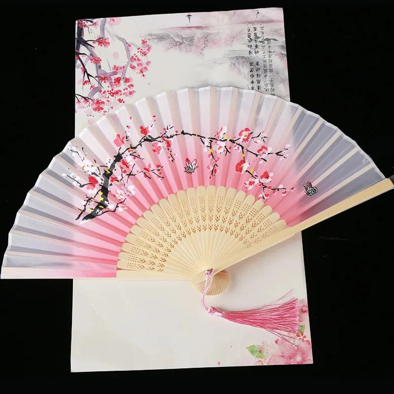 Hand Fan Foldable Silk Fan Noodles Bamboo Fan Bones Halloween Cosplay Prop Christmas Wedding Decoration Party Gifts Art Crafts Econic Blanks
