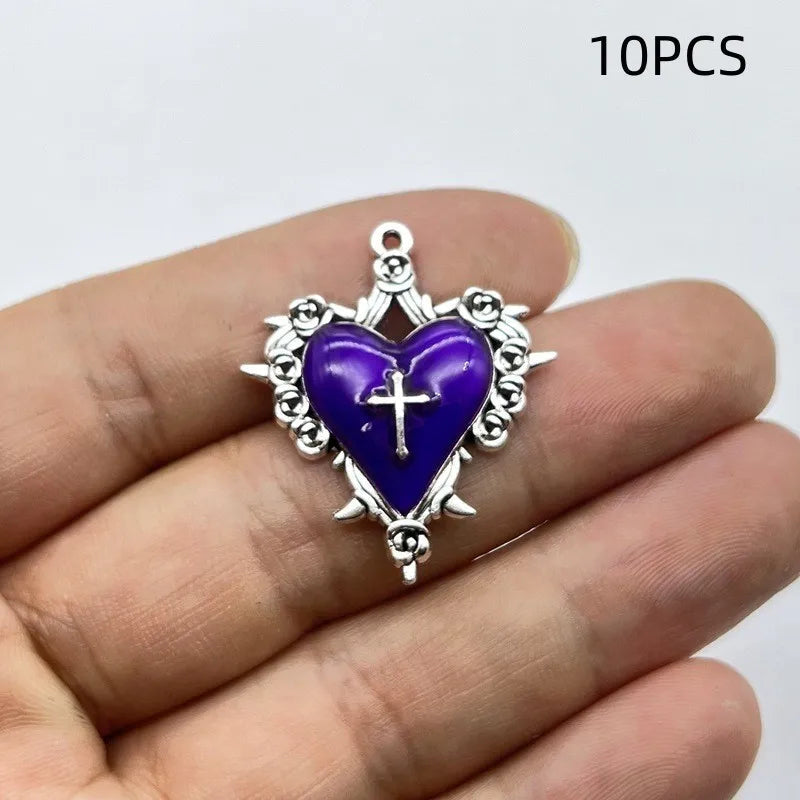 10/12PCS  Retro Dark Style Personalized Thorn Rose Cross Pendant DIY Accessories Quick Pick Grocers
