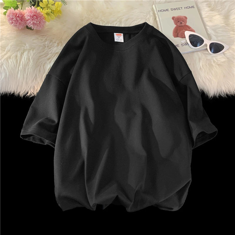 Oversized Summer Short Sleeve Men's T Shirt New Fashion Solid Loose O-Neck T Shirts Mens Cotton Hip Hop Streetwear Top Tees 5XL Quick Pick Grocers
