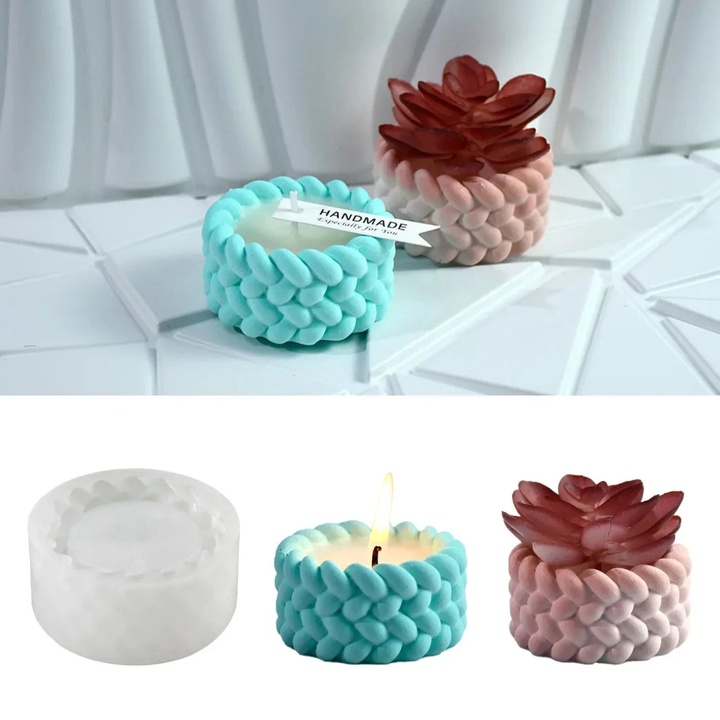 Hemp Rope Candle Cup Silicone Mold DIY Succulent Flower Pot Home Decor Molds Cement Gypsum Resin Clay Craft Storage Box Mould Econic Blanks