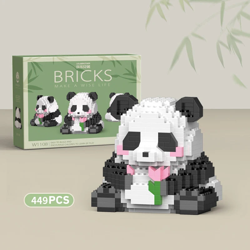 Creative DIY Assemable Animal Cute MINI Chinese Style Animal Panda Building Block Educational Boy Toys For Children Model Bricks Purest Peak Salt