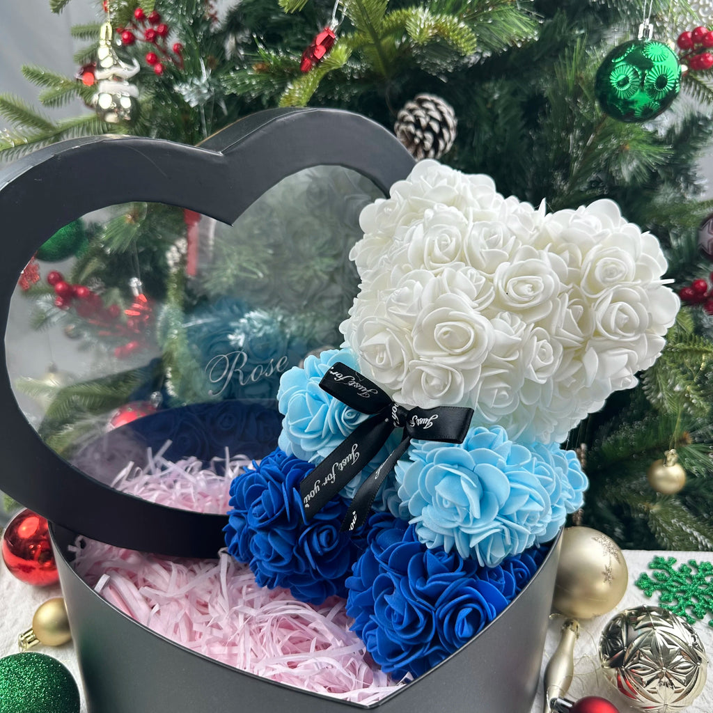 25cm Artificial Teddy Rose Flower Bear with Box Romantic Valentines Day Gift Girlfriend Women Anniversary Wedding Party Supplies Quick Pick Grocers