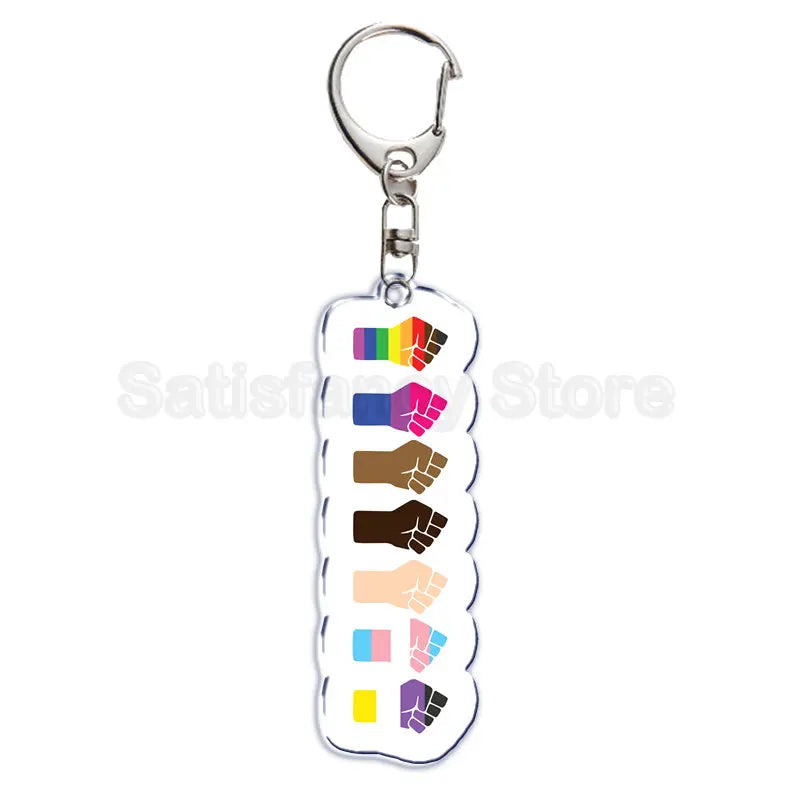 Gay Pride LGBT Rainbow Acrylic Keychain LGBTQ Transparent Double Sided Key Chain Key Ring Lesbian Keychains for Friends Gift Quick Pick Grocers