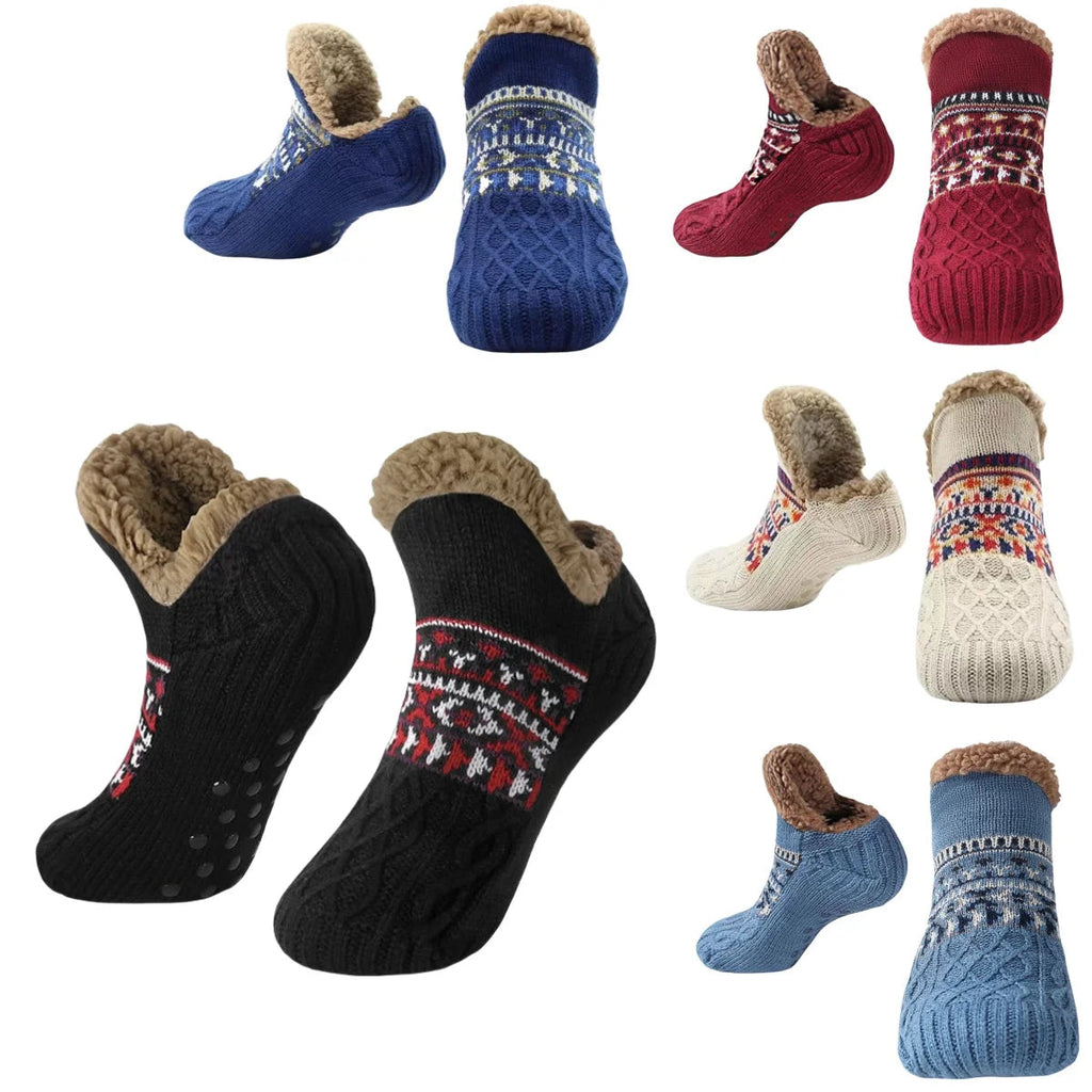 Thermal Mens Fluffy Slipper Socks Winter Warm Women Short Cotton Thickened Home Sleeping Soft Non Slip Grip Fuzzy Floor Socks Purest Peak