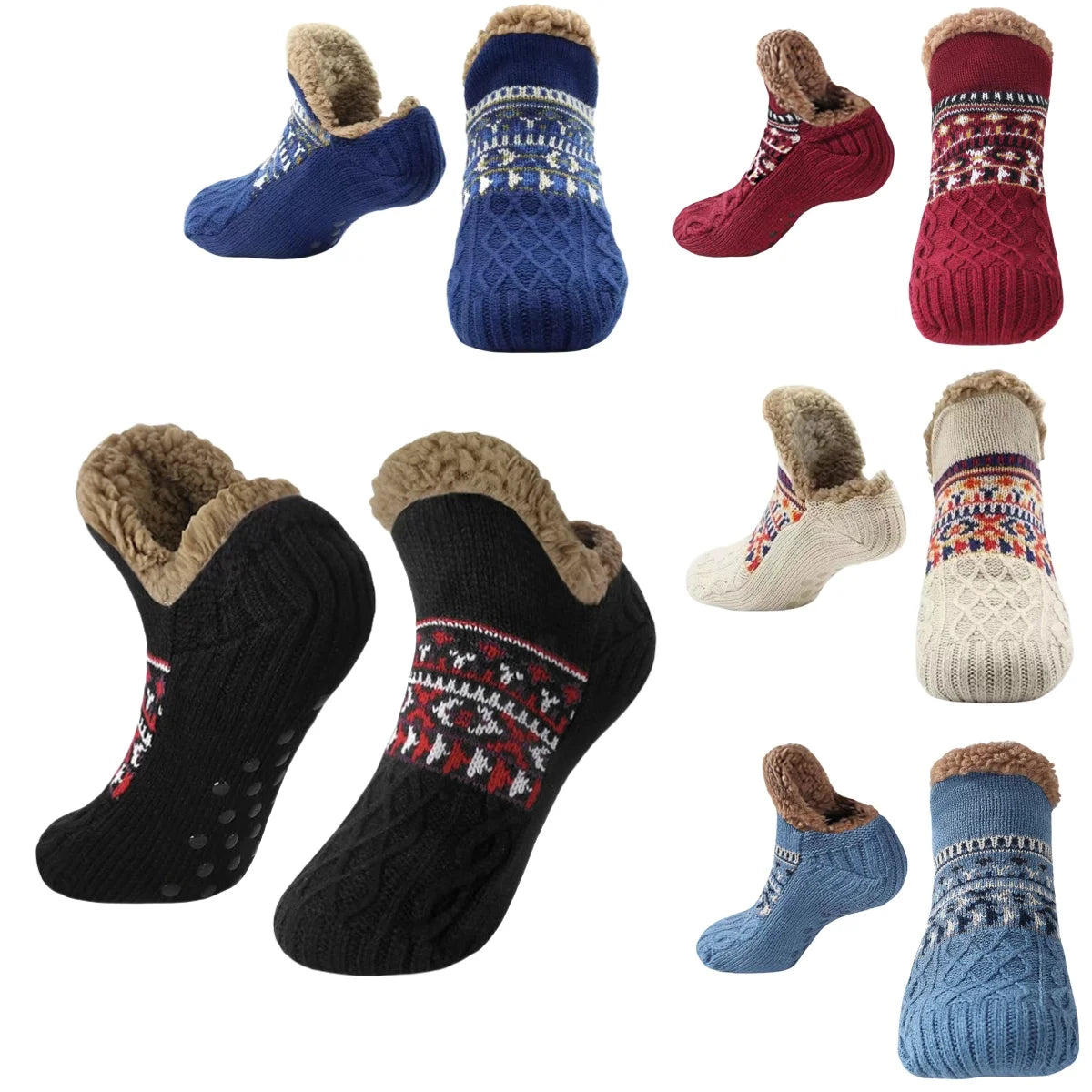 Thermal Mens Fluffy Slipper Socks Winter Warm Women Short Cotton Thickened Home Sleeping Soft Non Slip Grip Fuzzy Floor Socks Purest Peak