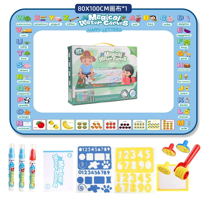 100x80CM Magic Water Drawing Mat Coloring Doodle With Reusable Magic Pens Montessori Painting Board Educational Toys Kids Gifts Econic Blanks