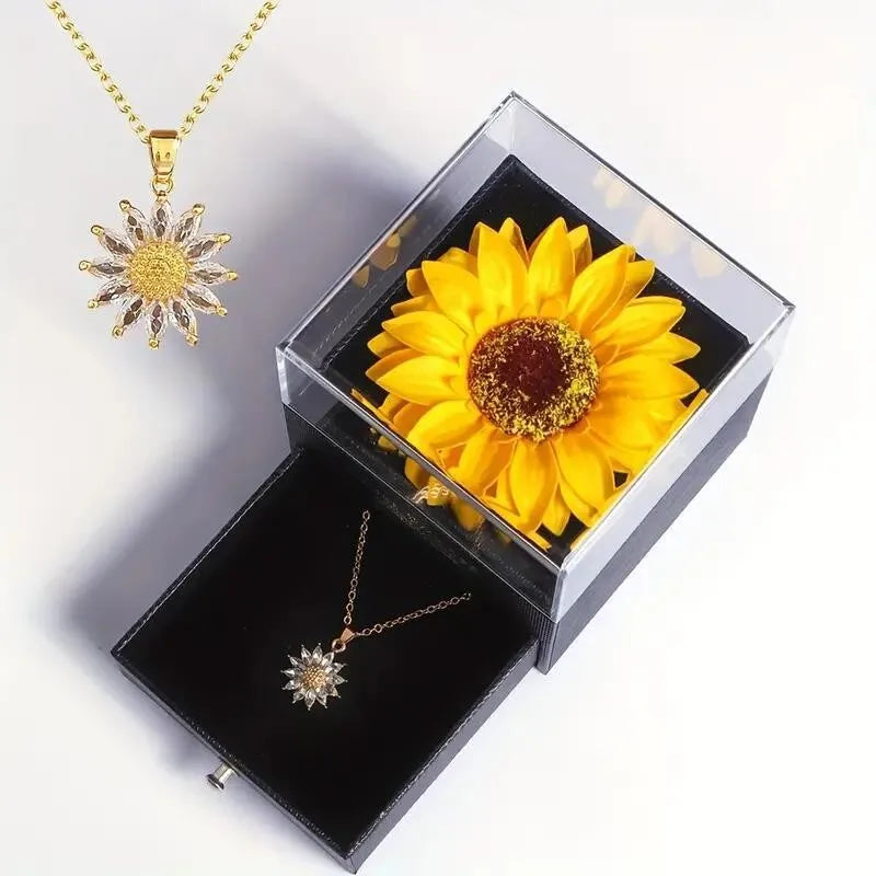 Sunflower Necklace With Gift Box For Girlfriend Women I Love You Perfect for Mother's Day, Birthdays, Valentines, Weddings Quick Pick Grocers