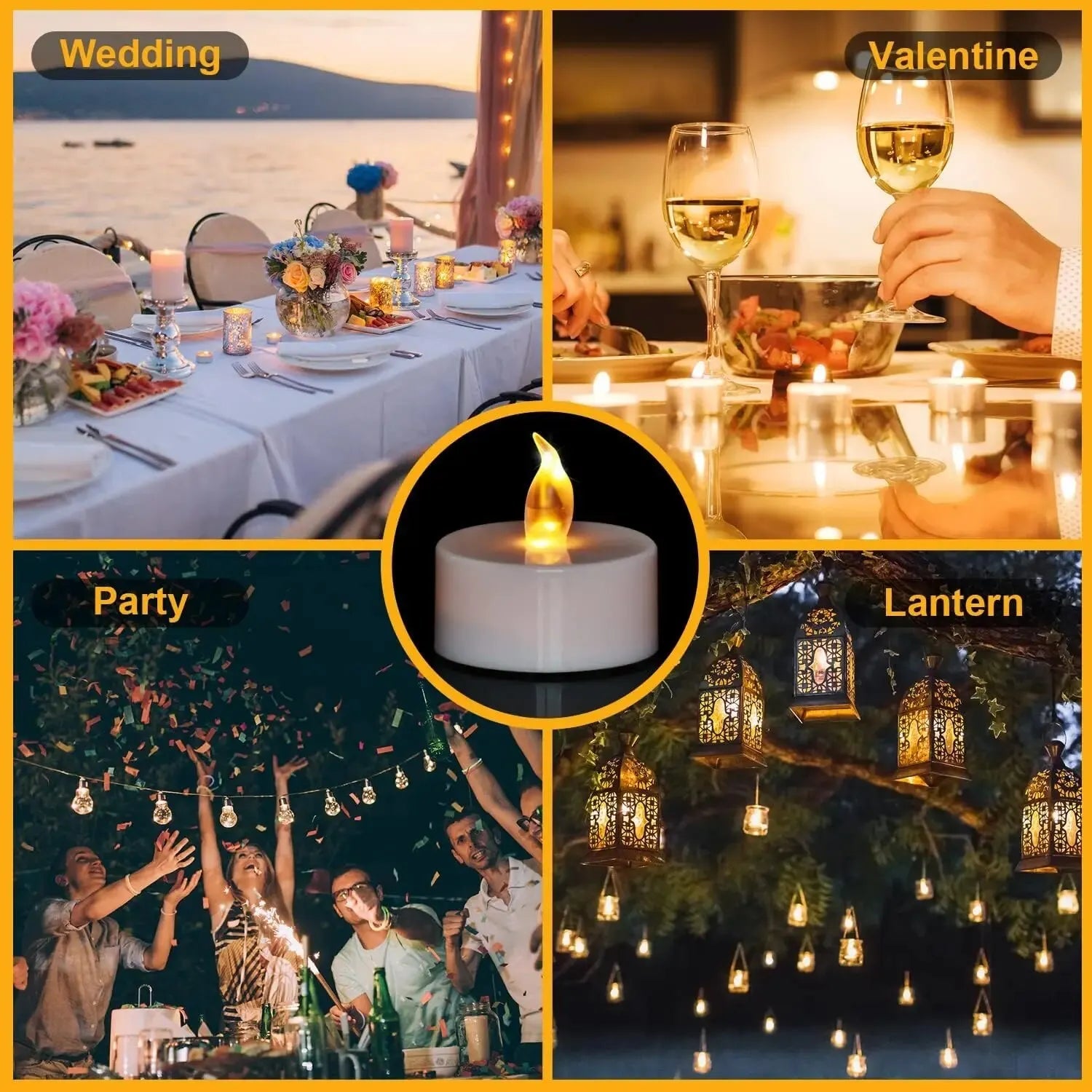 Candlium 12 Pack Warm Yellow LED Flameless Tea Light Candles 200+ Hours Battery Powered Perfect For Wedding Anniversary Decor Purest Peak Salt