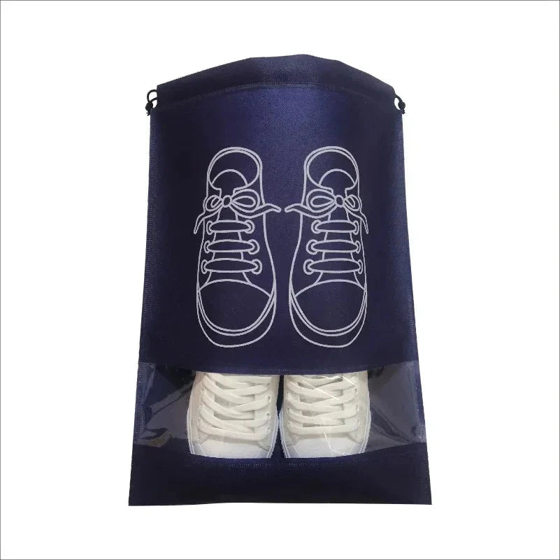 5pcs/set Shoe Storage Bag With Thickened Non-woven Fabric Strap Mouth Large Capacity Travel Waterproof Shoe Bag Moistureproof Econic Blanks